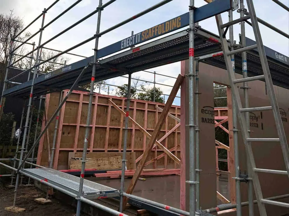 Erect It scaffolding on a new timber frame build in Martinborough, Wairarapa