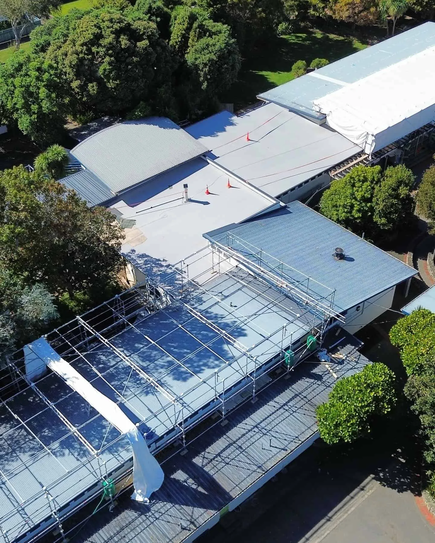 Scaffolding shrink-wrap on an Ōtaki property