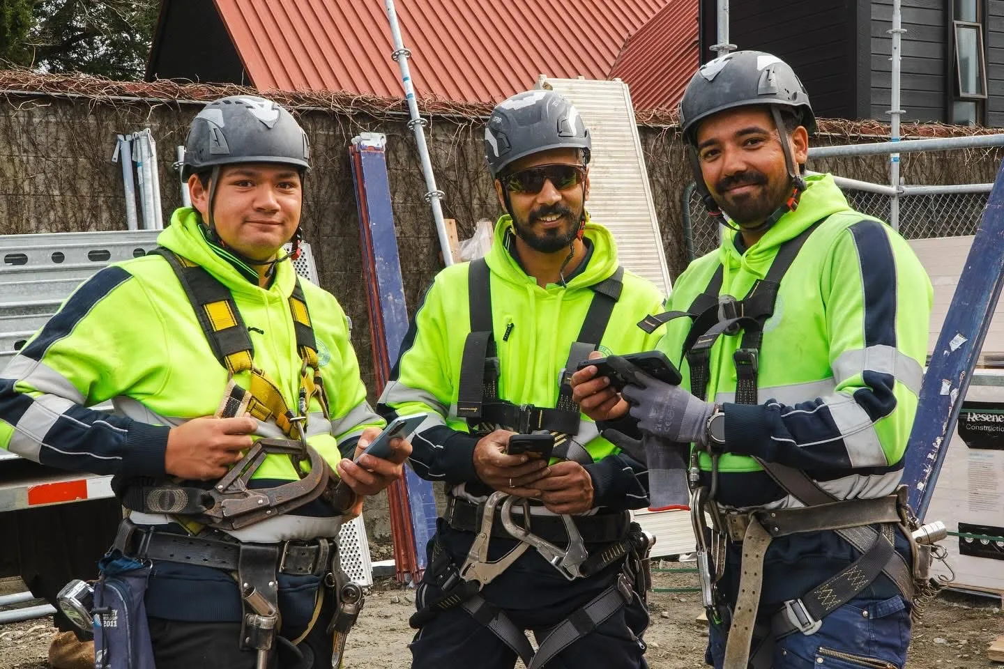 The crew on site — ready to go