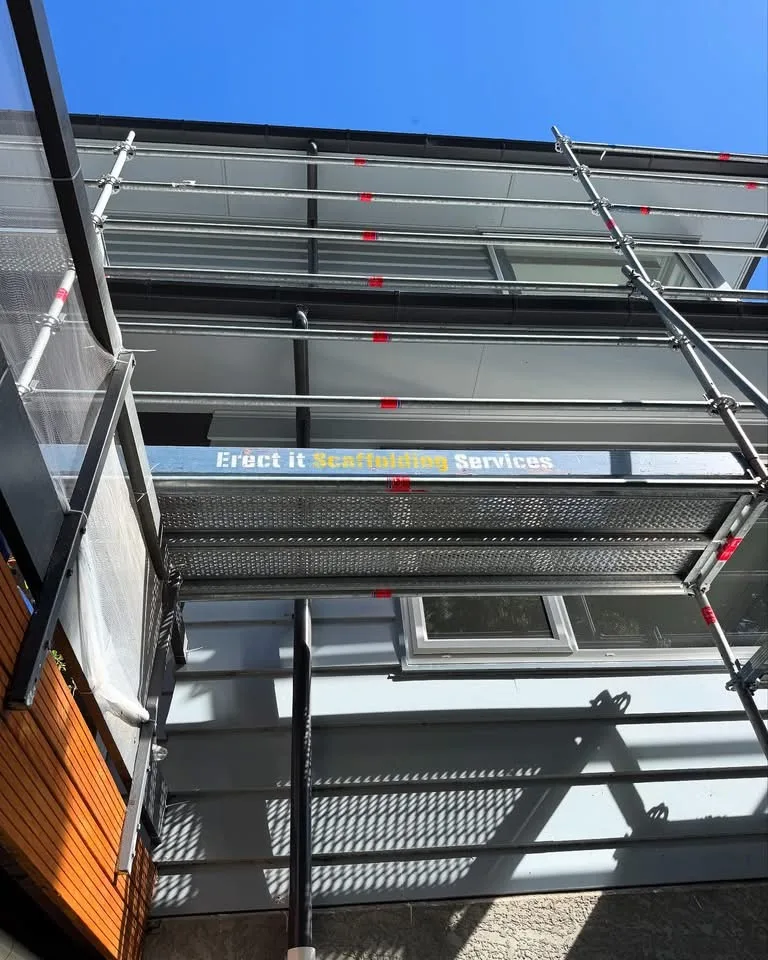 Residential scaffold structure installed around the elevated Waiwhetū home